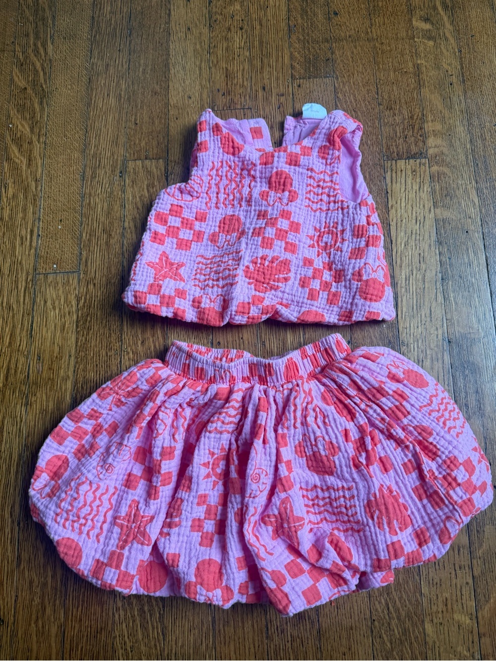Minnie Mouse Pink and Coral Printed Two-Piece Set - 2T